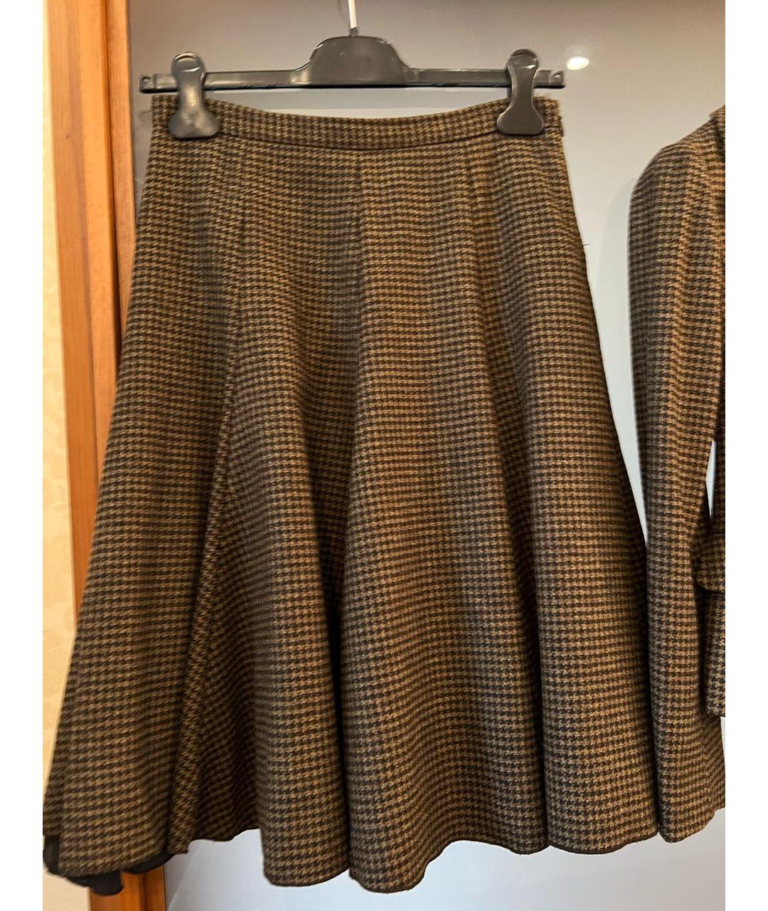 MOSCHINO Коричневый шерстяной костюм с юбками, фото 2