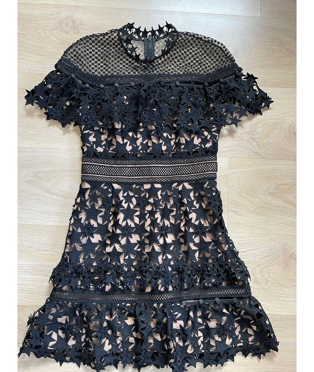 SELF-PORTRAIT Черное хлопковое коктейльное платье, фото 8