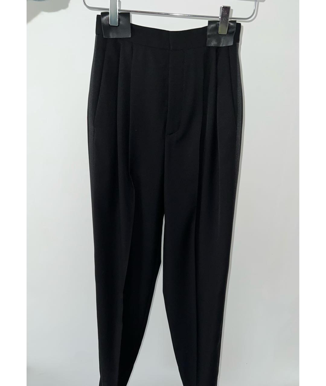 SAINT LAURENT Черные шерстяные прямые брюки, фото 3