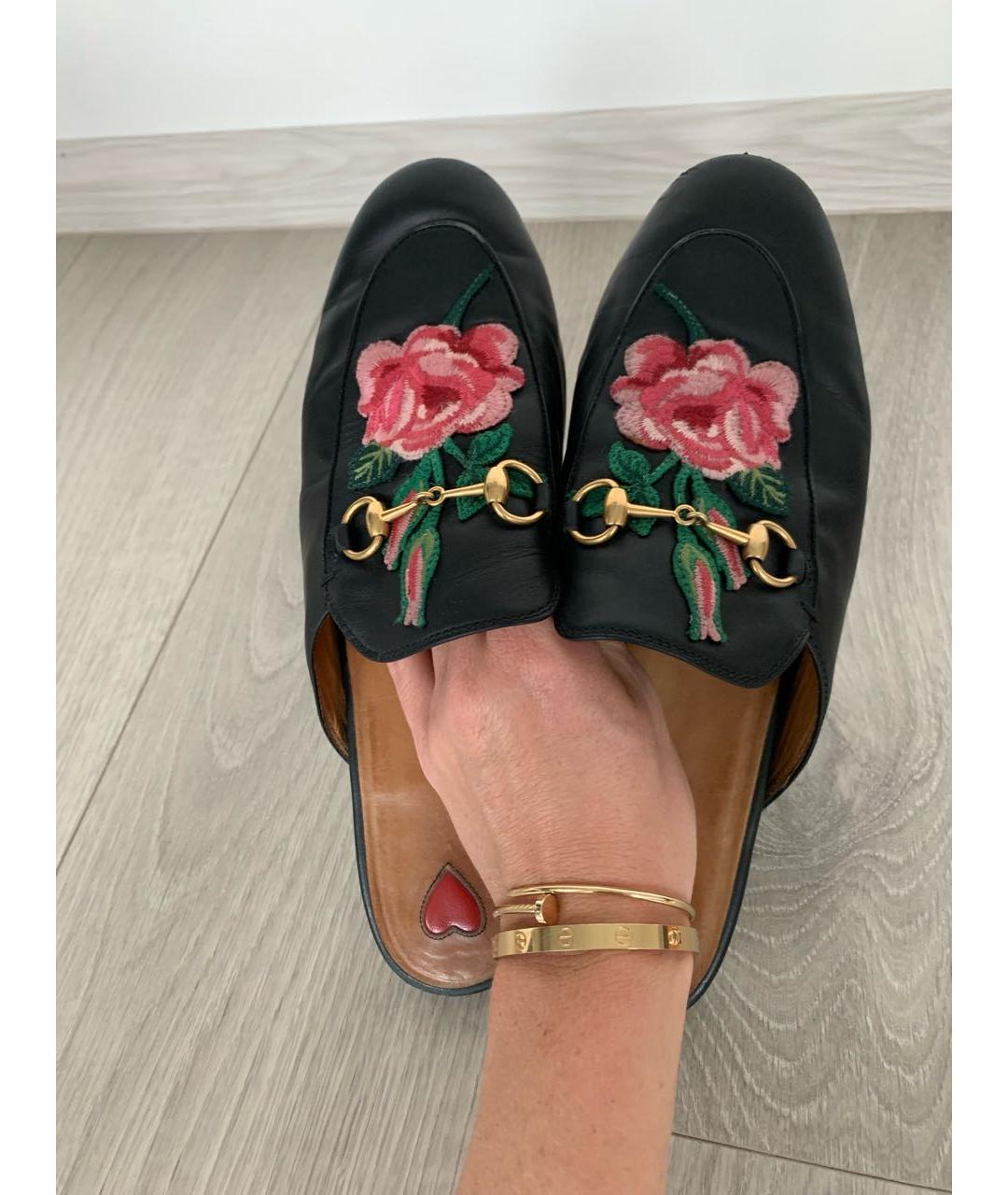 GUCCI Черные кожаные мюли, фото 2