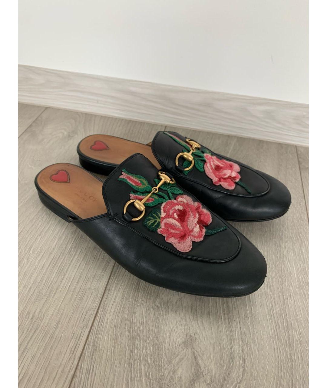 GUCCI Черные кожаные мюли, фото 3