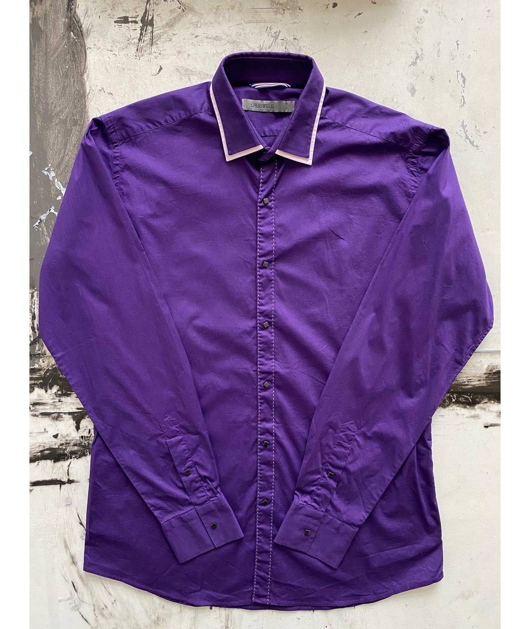KARL LAGERFELD Фиолетовая хлопковая кэжуал рубашка, фото 5