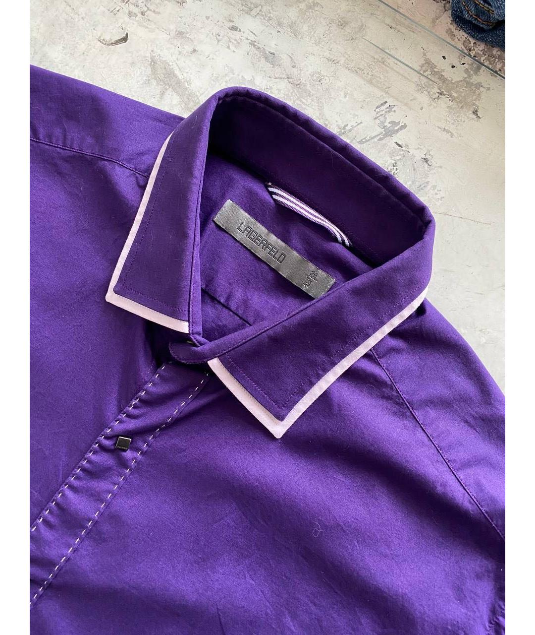 KARL LAGERFELD Фиолетовая хлопковая кэжуал рубашка, фото 3