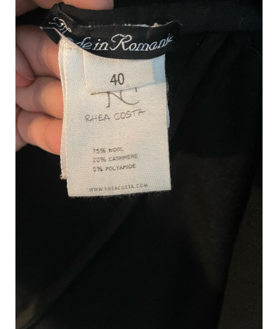 RHEA COSTA Черное шерстяное пальто, фото 3
