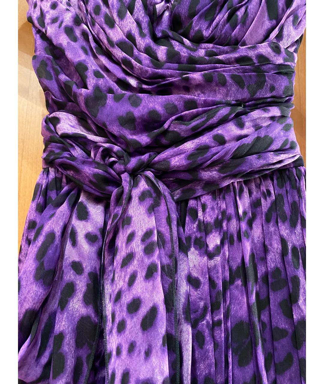 DOLCE&GABBANA Фиолетовое шелковое коктейльное платье, фото 4