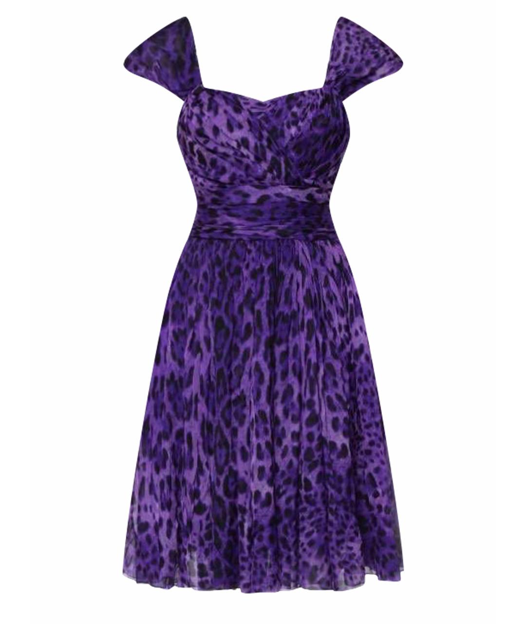 DOLCE&GABBANA Фиолетовое шелковое коктейльное платье, фото 1