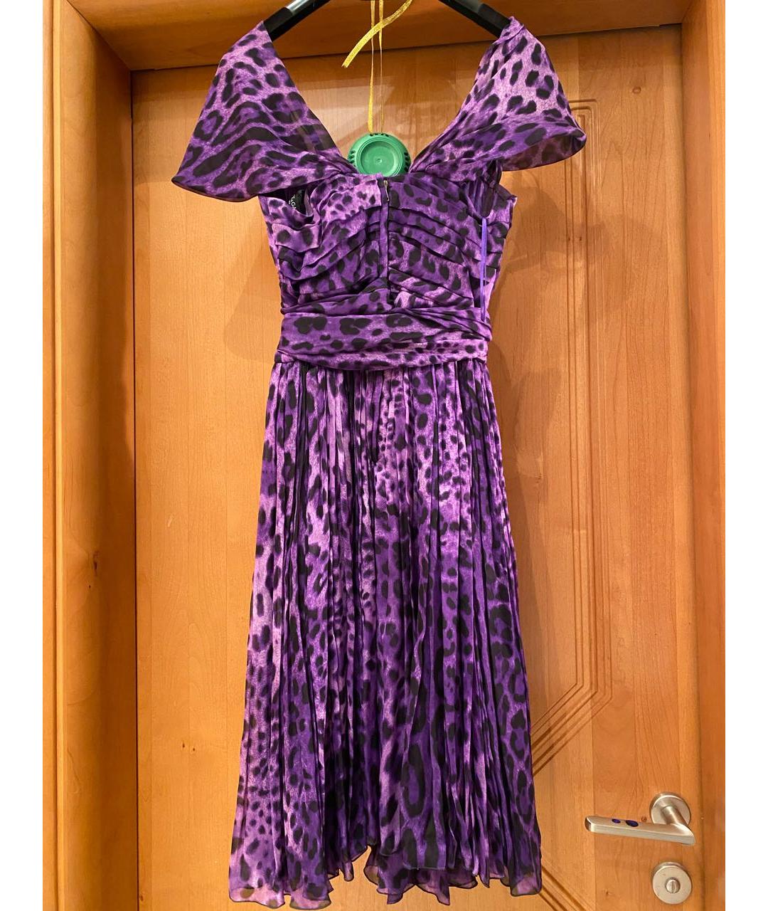 DOLCE&GABBANA Фиолетовое шелковое коктейльное платье, фото 6