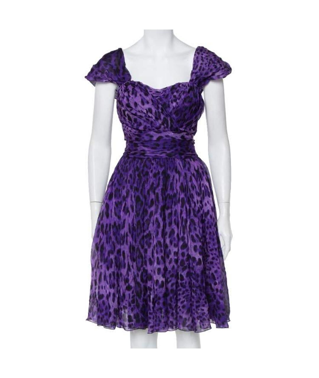 DOLCE&GABBANA Фиолетовое шелковое коктейльное платье, фото 9
