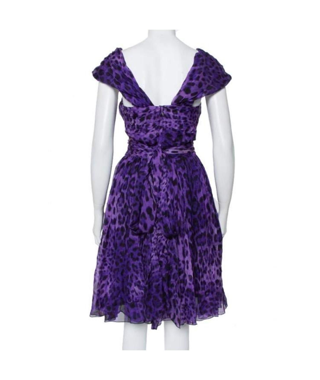 DOLCE&GABBANA Фиолетовое шелковое коктейльное платье, фото 2