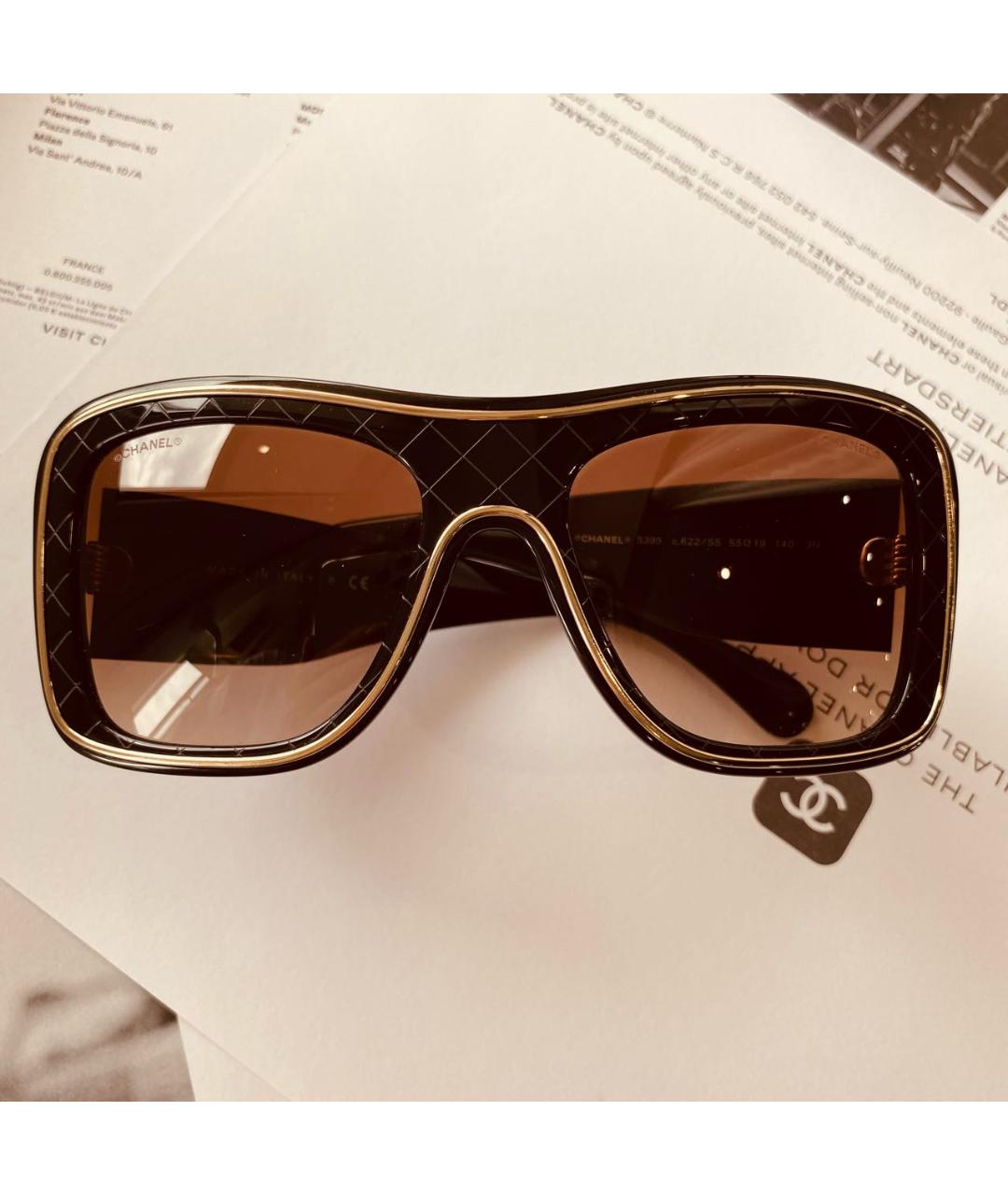 CHANEL PRE-OWNED Коричневые пластиковые солнцезащитные очки, фото 9