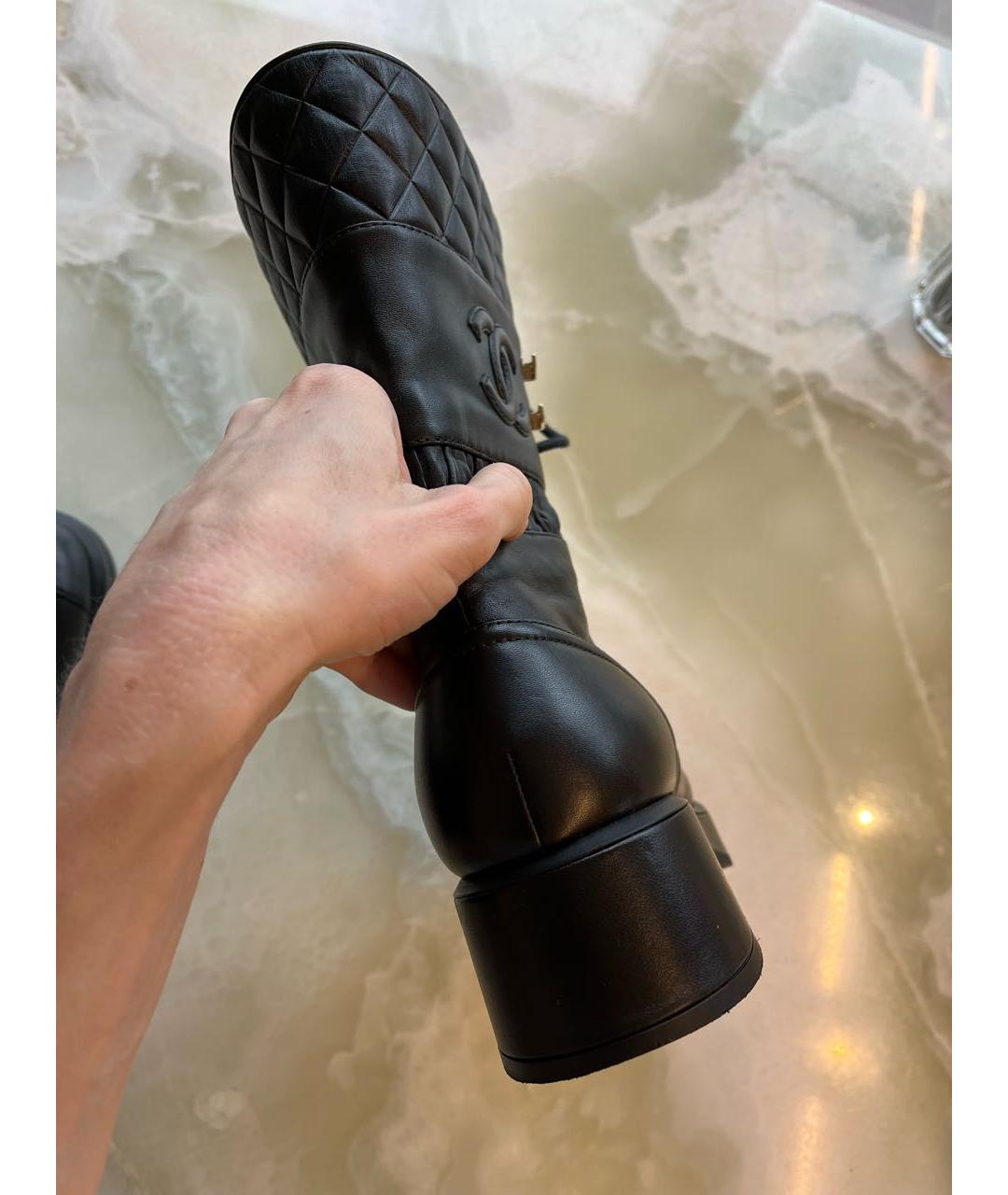 CHANEL PRE-OWNED Черные кожаные ботинки, фото 5
