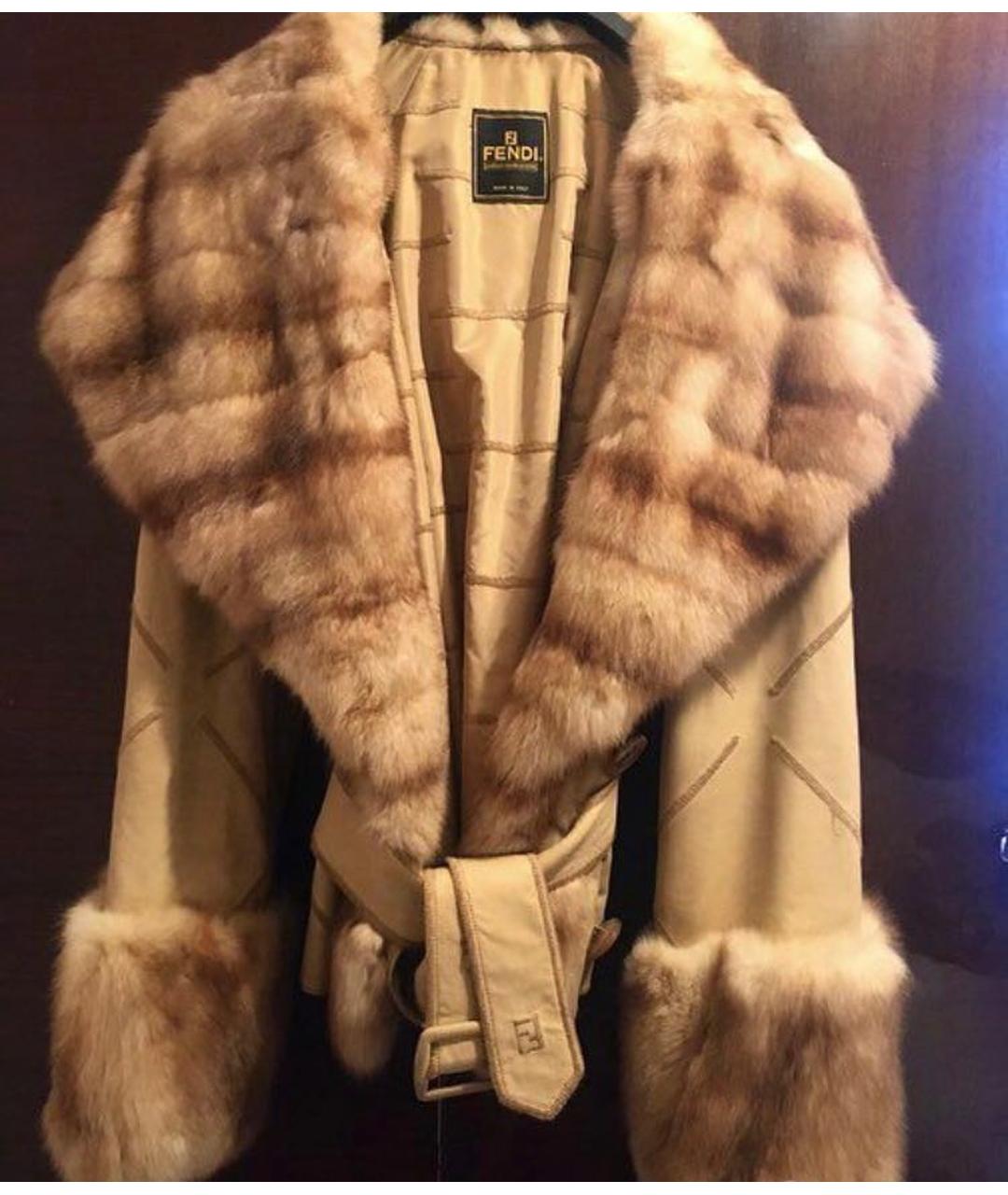 FENDI Бежевое замшевое пальто, фото 8