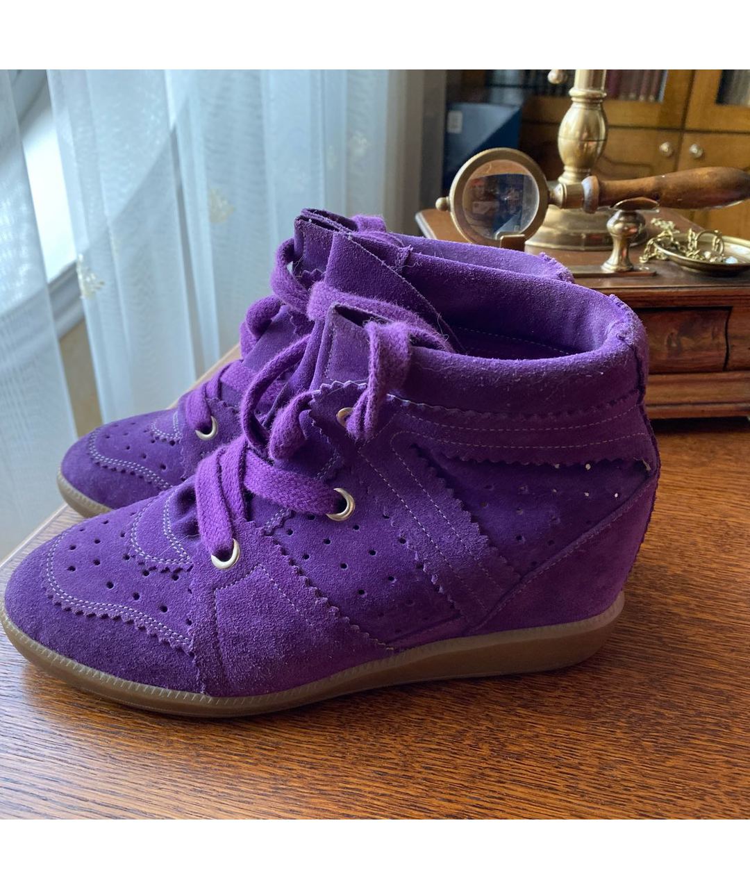 ISABEL MARANT Фиолетовые замшевые кроссовки, фото 6