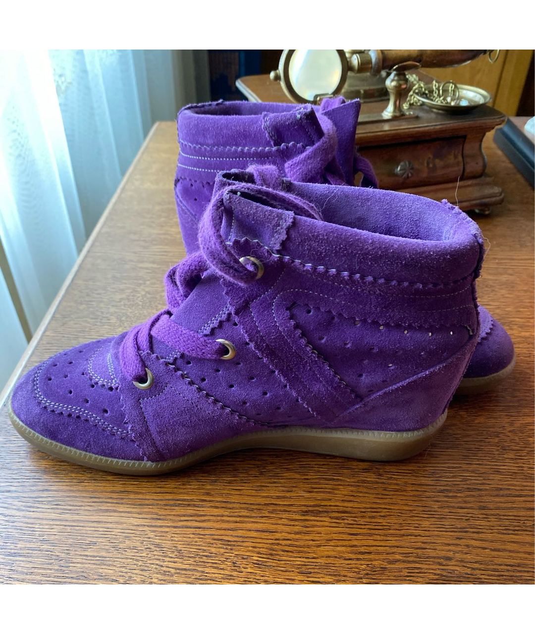 ISABEL MARANT Фиолетовые замшевые кроссовки, фото 4