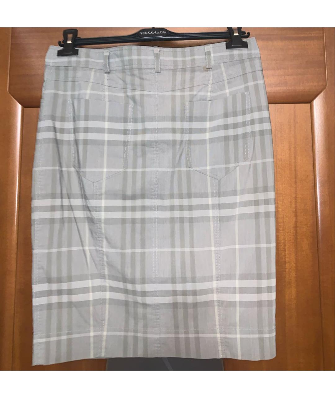 BURBERRY Серая хлопковая юбка миди, фото 2