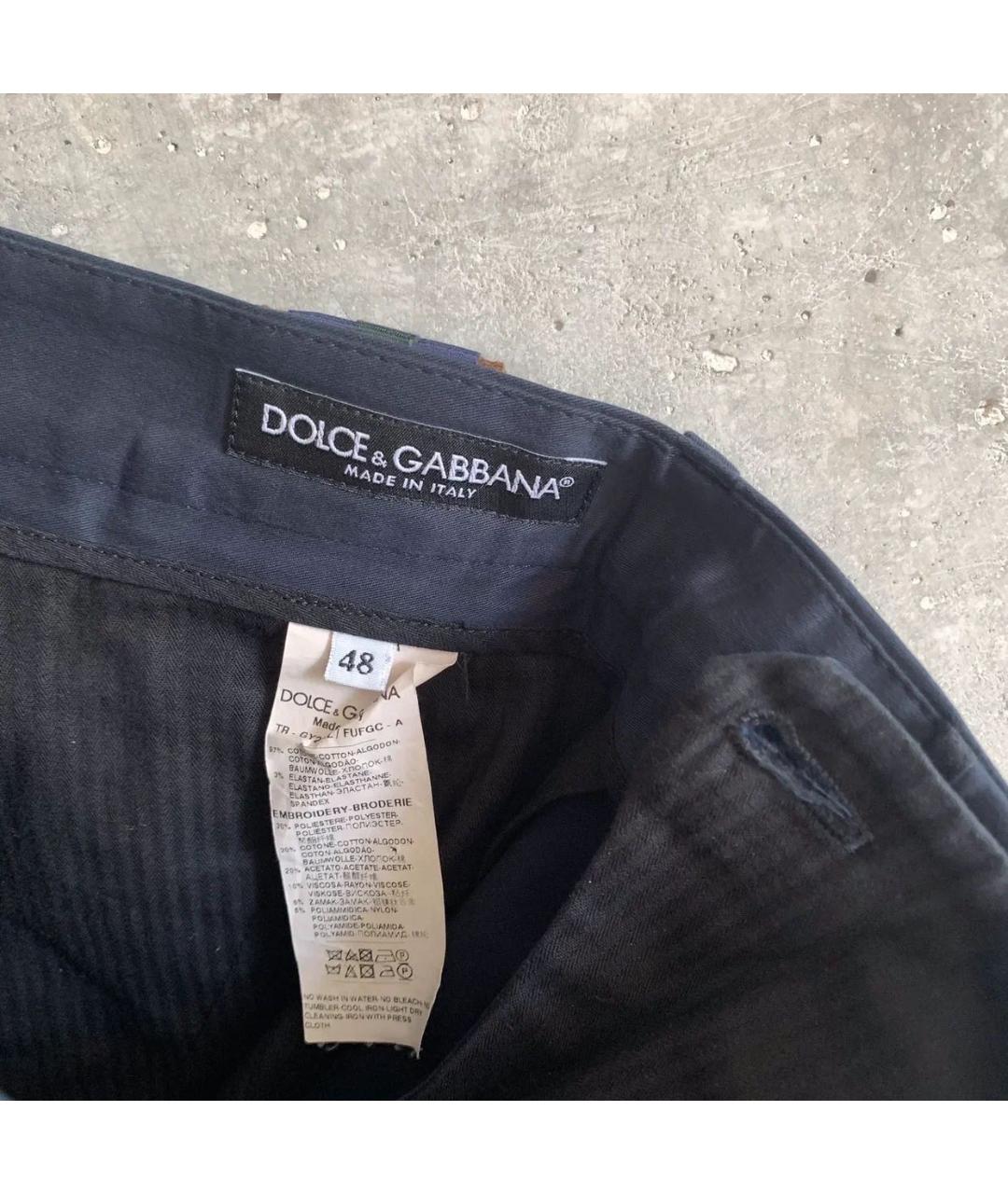 DOLCE&GABBANA Темно-синие хлопко-эластановые брюки чинос, фото 6