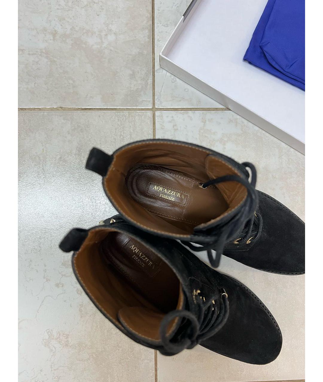 AQUAZZURA Черные замшевые ботинки, фото 5