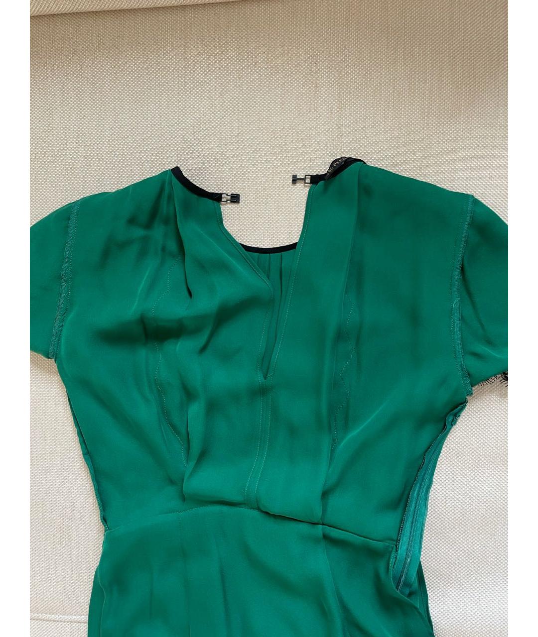PLEIN SUD Зеленые шелковое коктейльное платье, фото 4