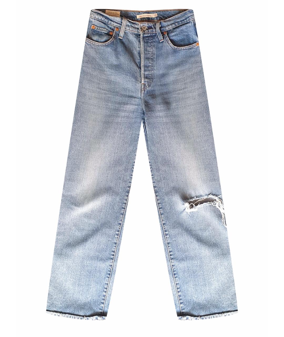 LEVI'S Голубые хлопко-эластановые прямые джинсы, фото 1