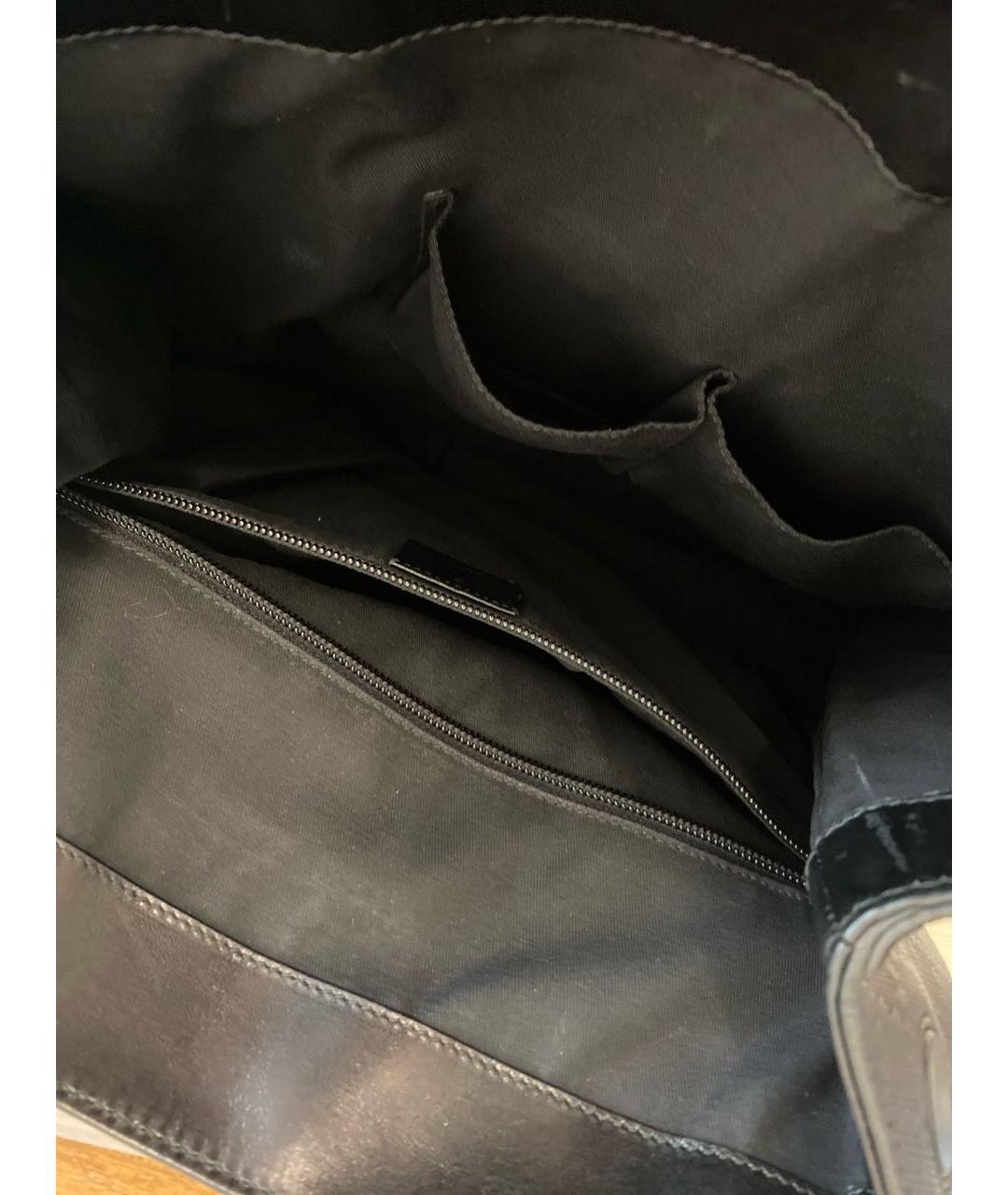 GUCCI Черный кожаный портфель, фото 4