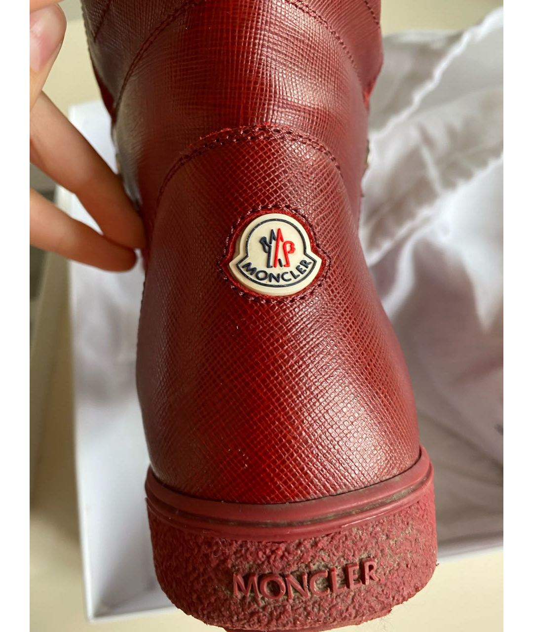 MONCLER Бордовые текстильные ботинки, фото 4