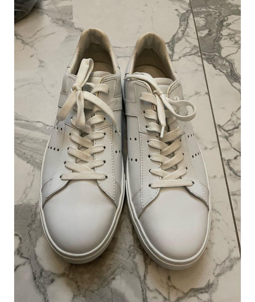 TOD'S Белые кожаные низкие кроссовки / кеды, фото 2