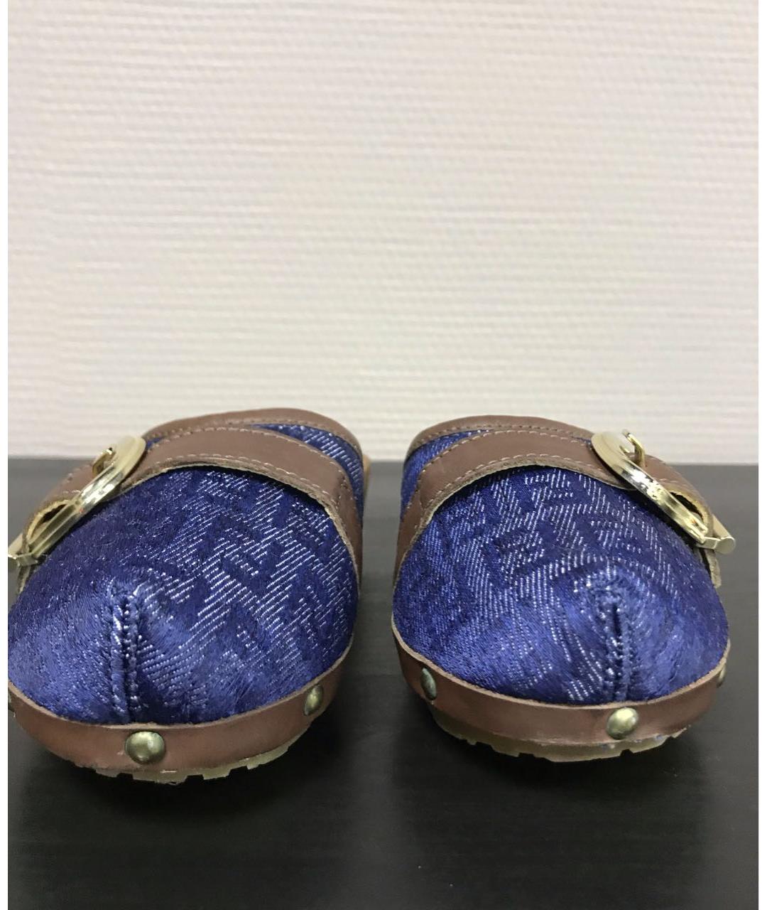 FENDI Синие кожаные сандалии и шлепанцы, фото 3