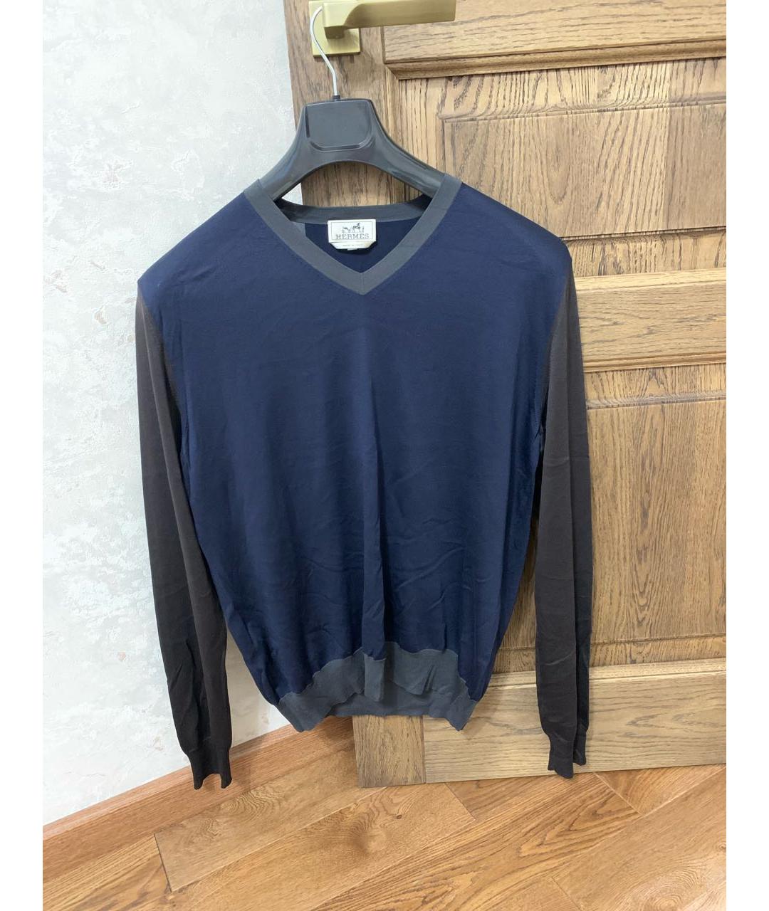 HERMES Темно-синий шелковый джемпер / свитер, фото 5