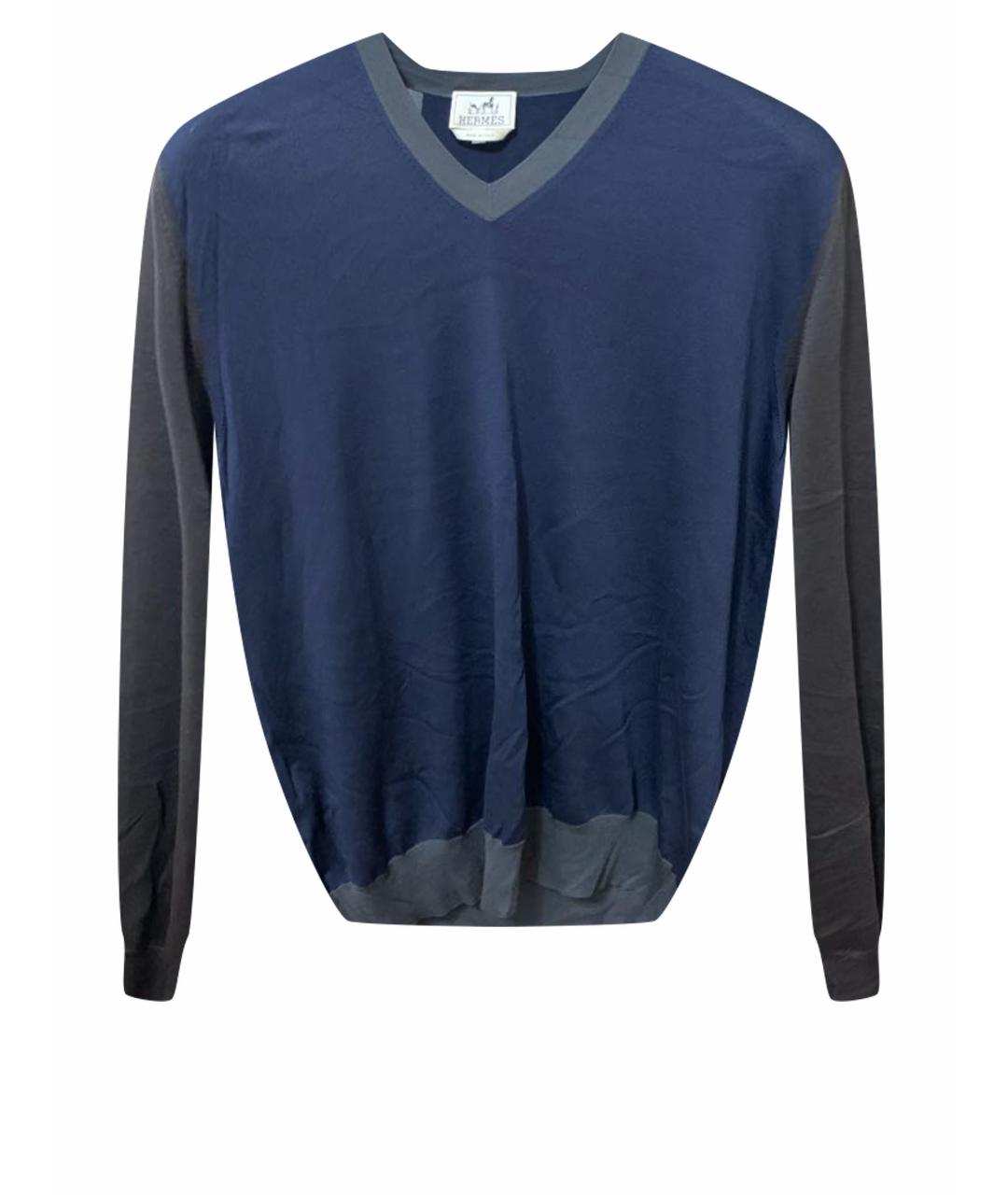 HERMES PRE-OWNED Темно-синий шелковый джемпер / свитер, фото 1