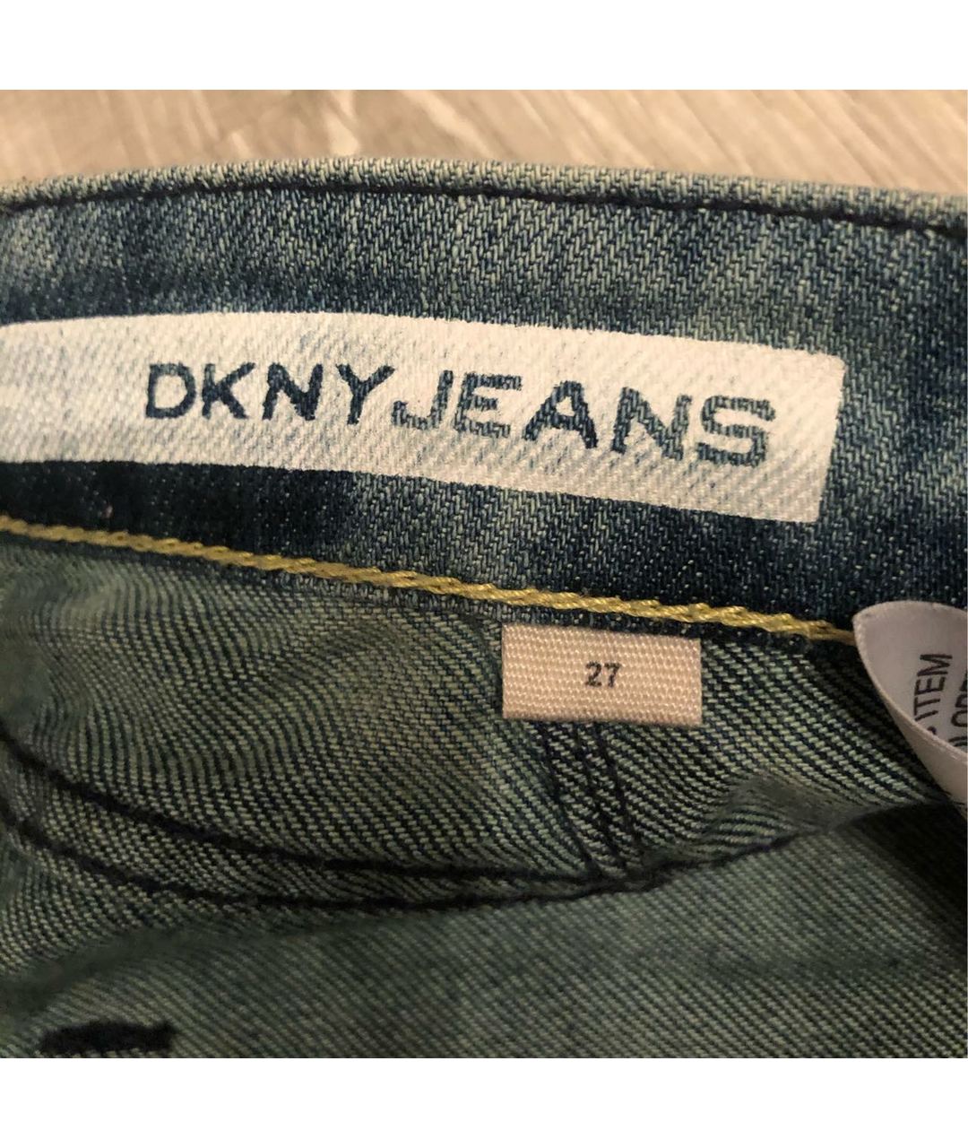 DKNY Зеленые хлопковые прямые джинсы, фото 4