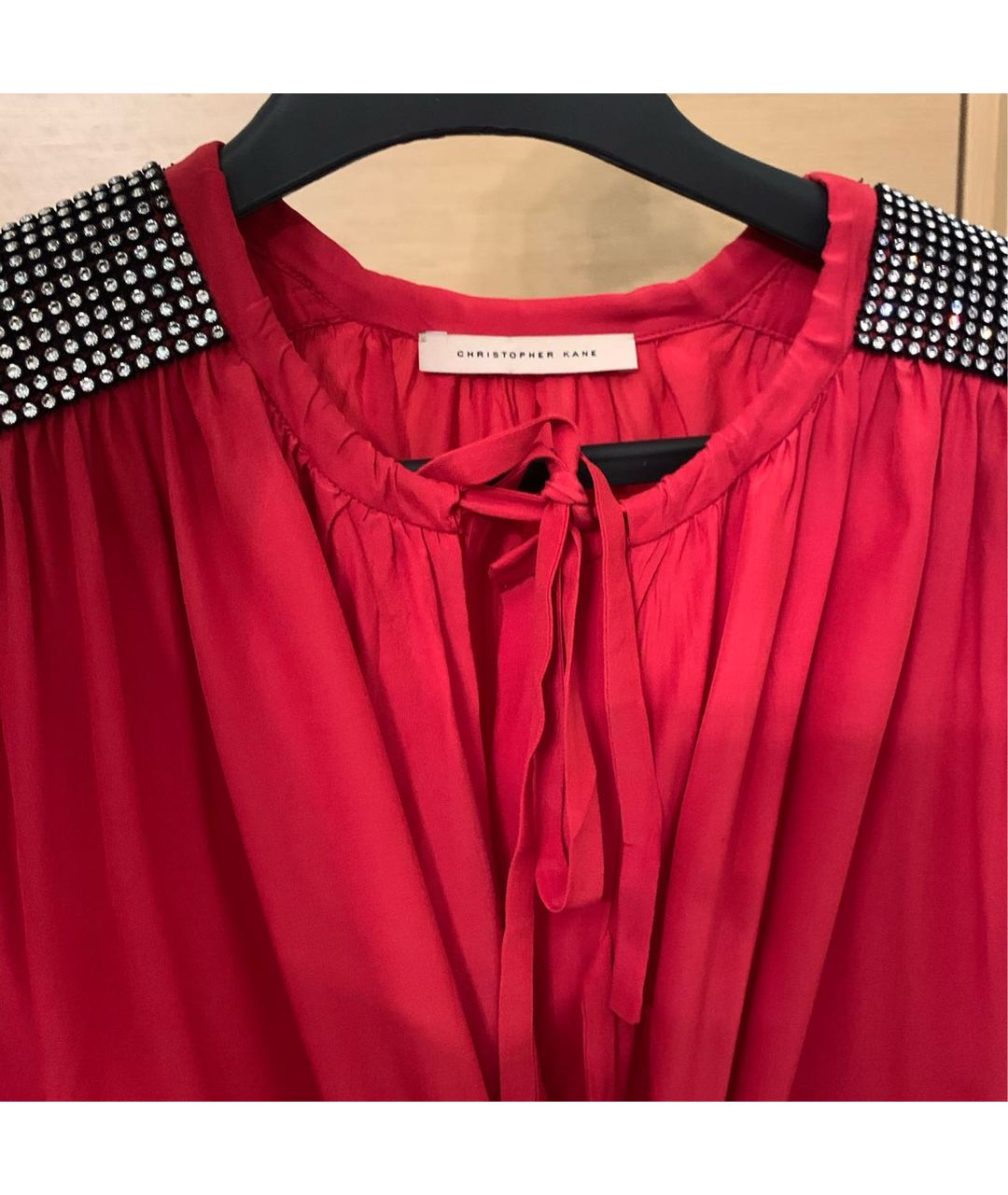 CHRISTOPHER KANE Красное шелковое коктейльное платье, фото 3