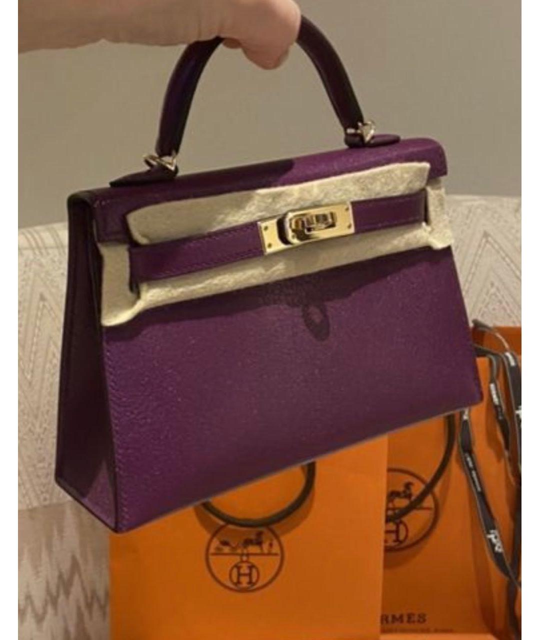 HERMES PRE-OWNED Фиолетовая кожаная сумка тоут, фото 7