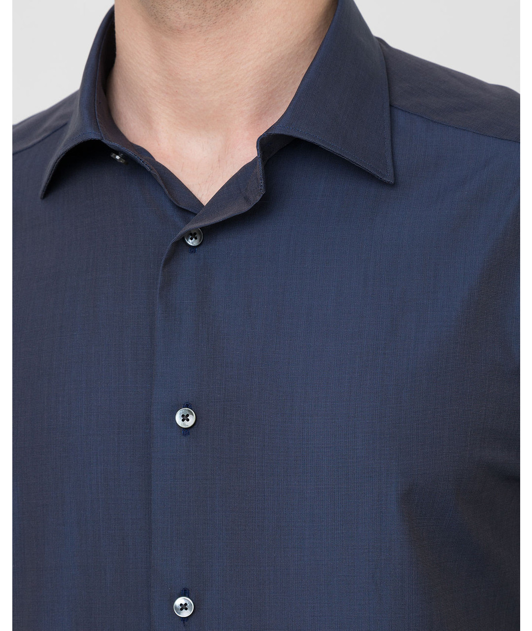 ZEGNA SPORT Темно-синяя хлопковая классическая рубашка, фото 2