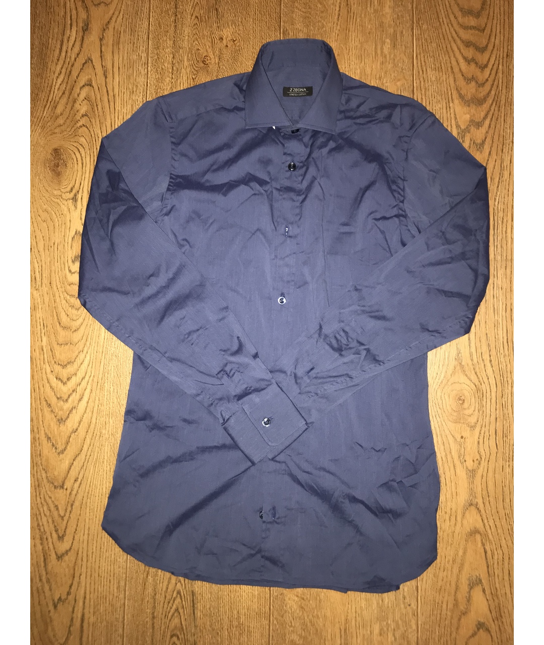 ZEGNA SPORT Темно-синяя хлопковая классическая рубашка, фото 4
