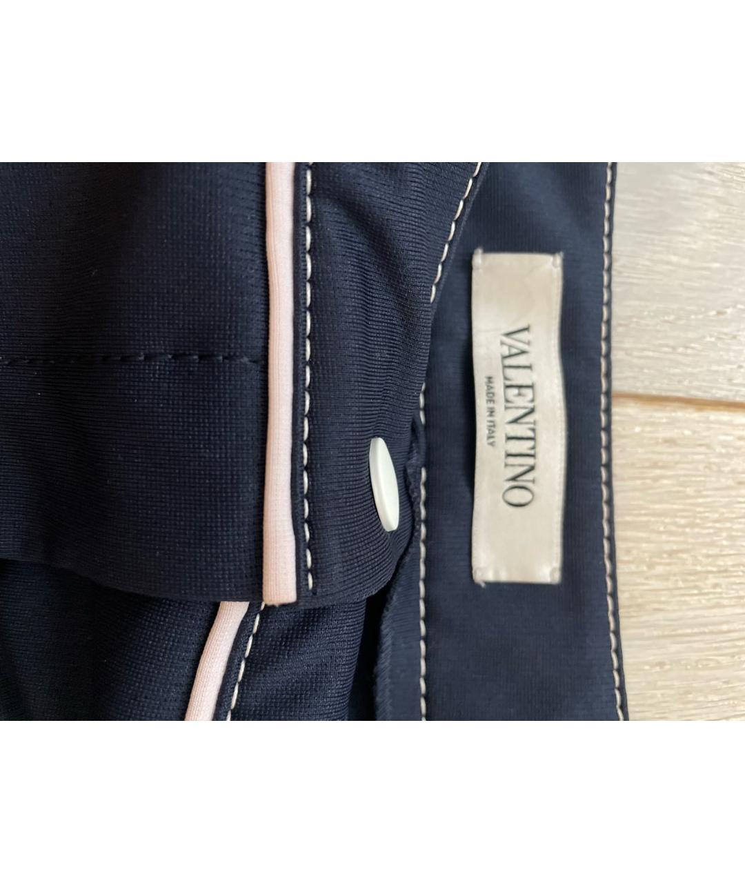 VALENTINO Темно-синие полиэстеровые прямые брюки, фото 3