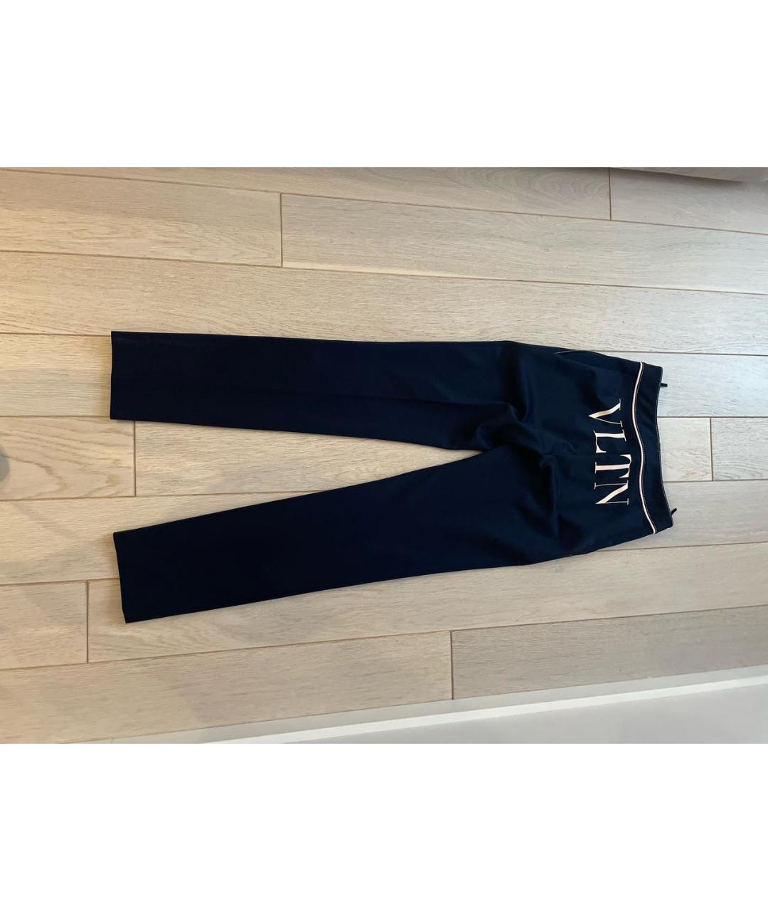 VALENTINO Темно-синие полиэстеровые прямые брюки, фото 2