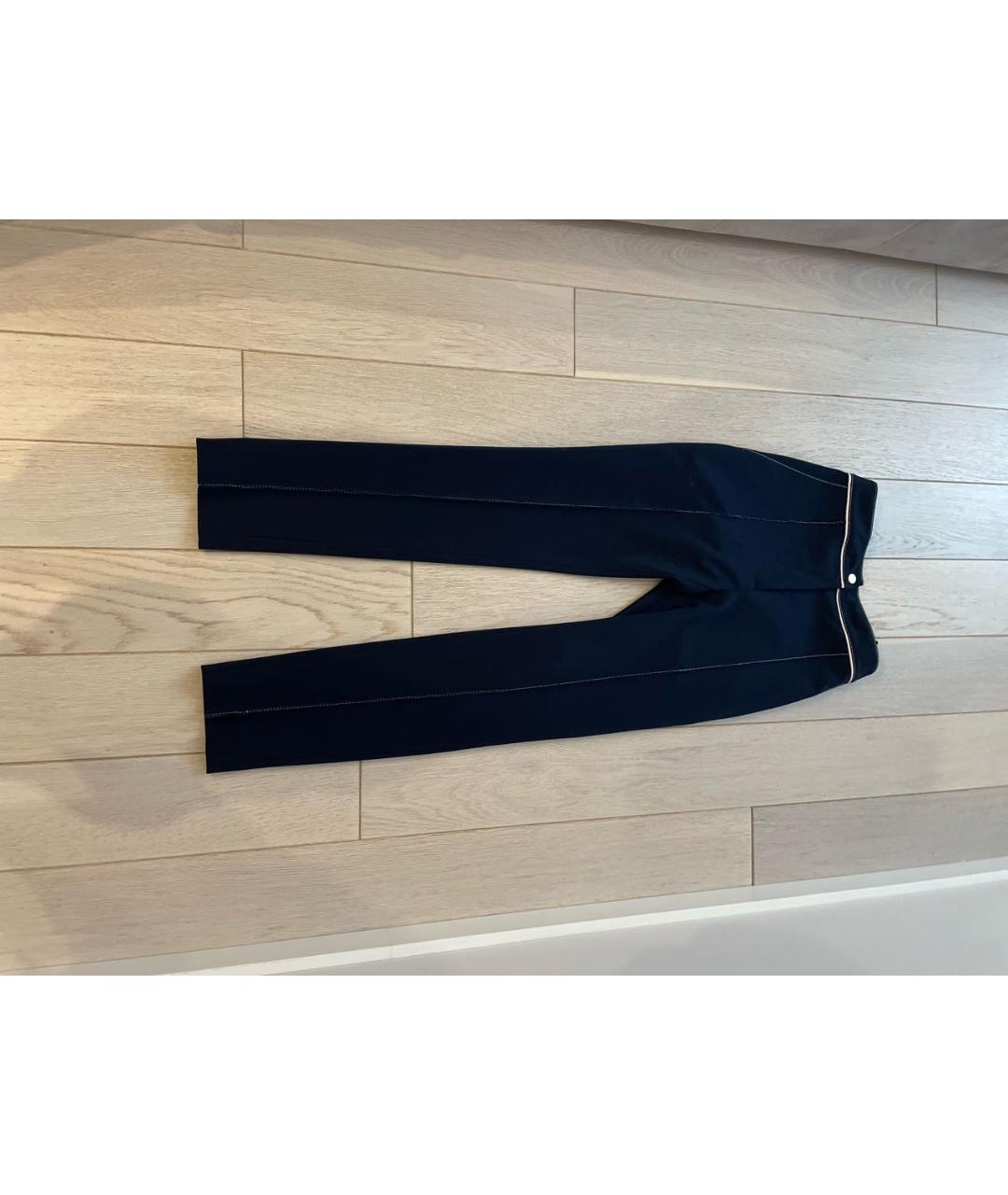 VALENTINO Темно-синие полиэстеровые прямые брюки, фото 5