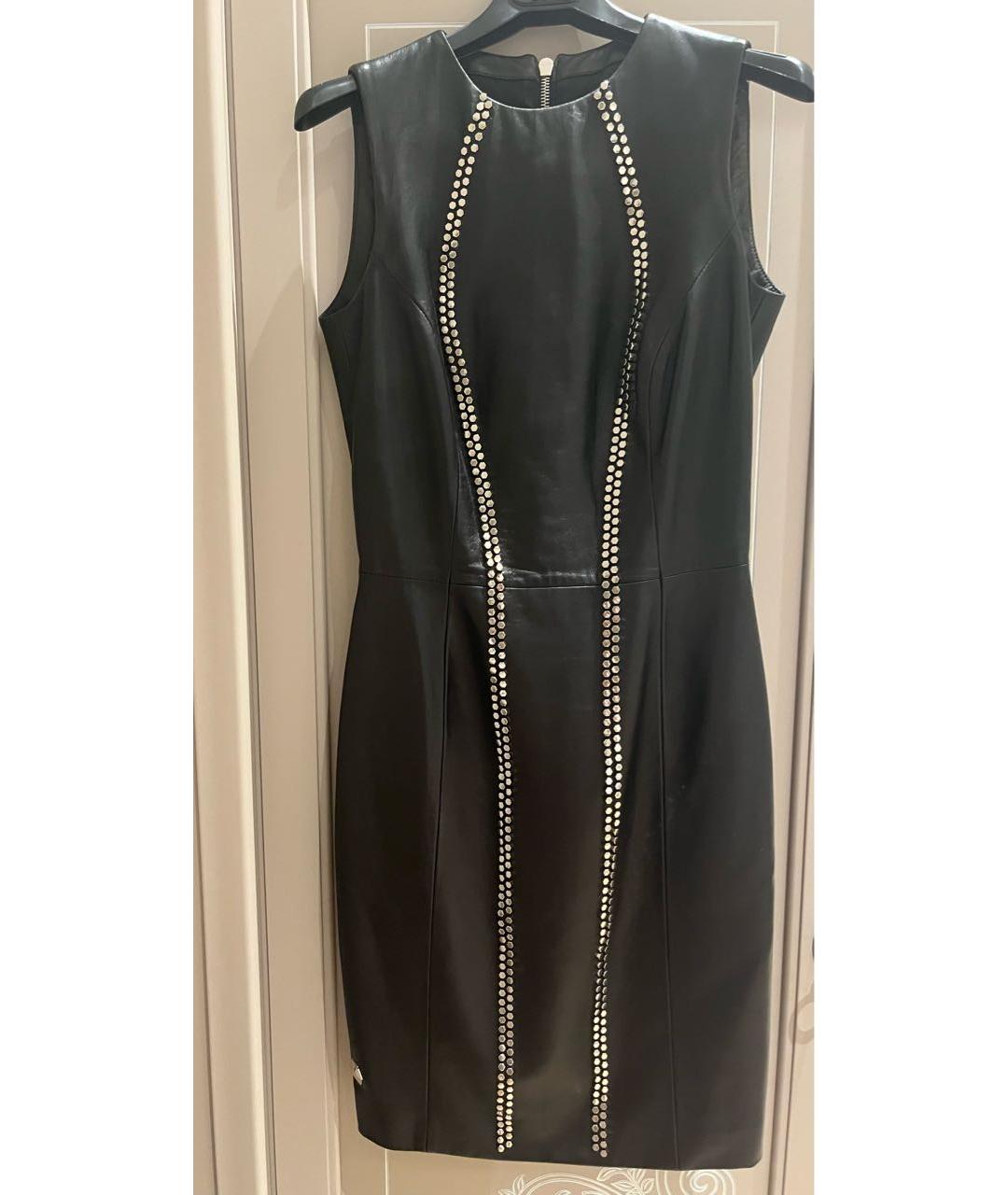 PHILIPP PLEIN Черное кожаное коктейльное платье, фото 4