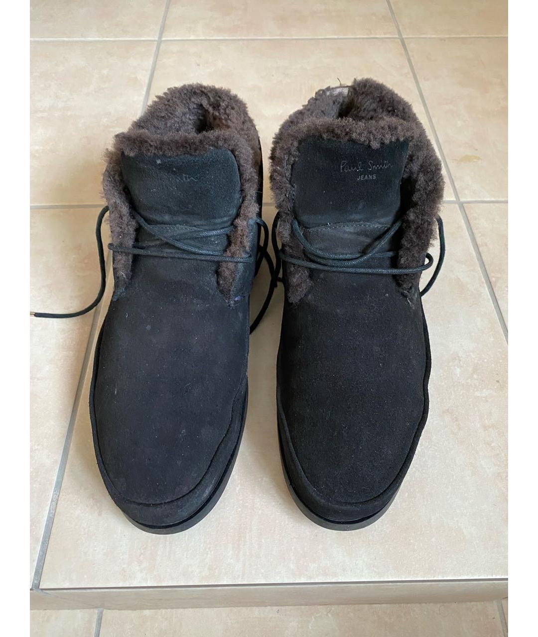 PAUL SMITH Черные замшевые низкие ботинки, фото 3