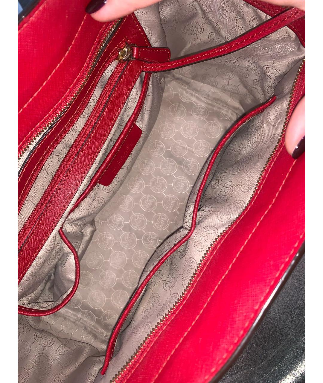 MICHAEL KORS Красная кожаная сумка тоут, фото 5