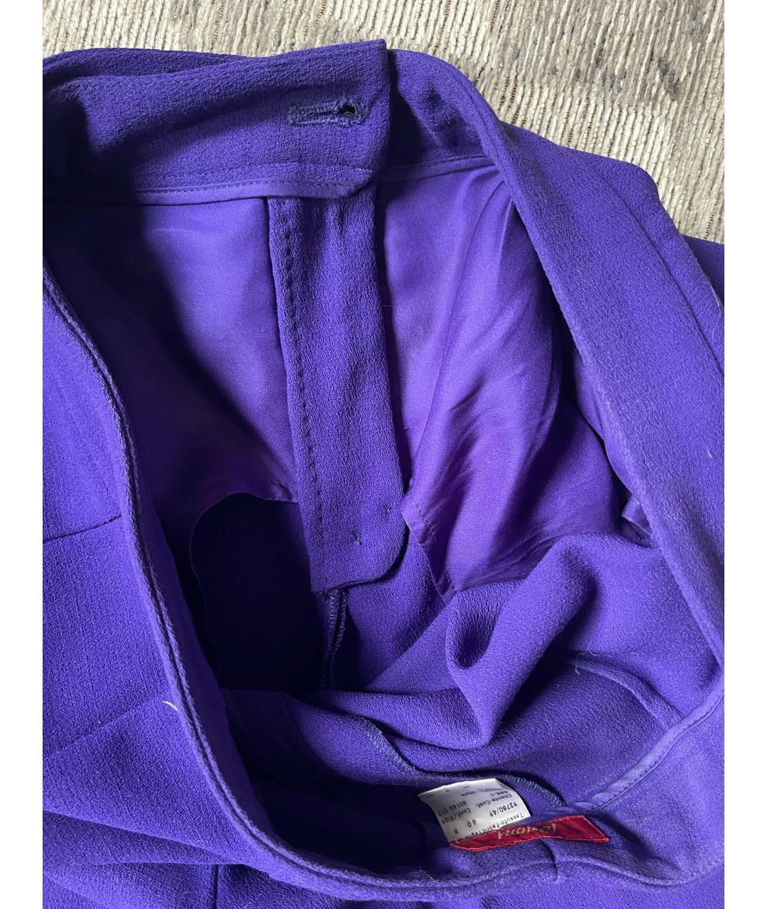 BRIONI Фиолетовые креповые классические брюки, фото 5