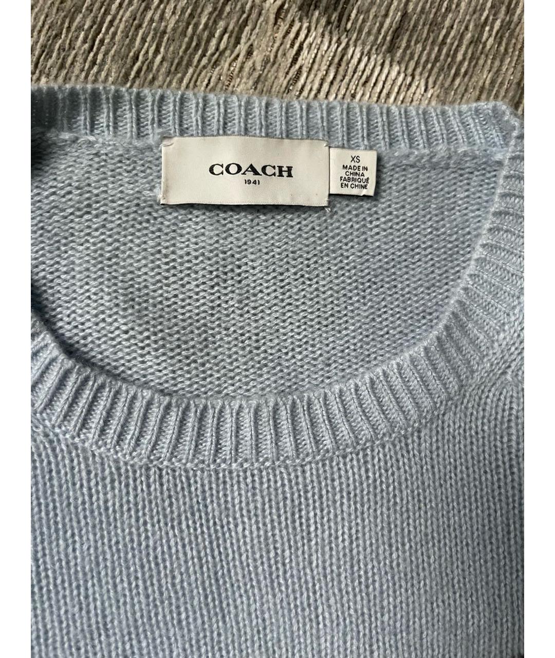 COACH Голубой кашемировый джемпер / свитер, фото 5
