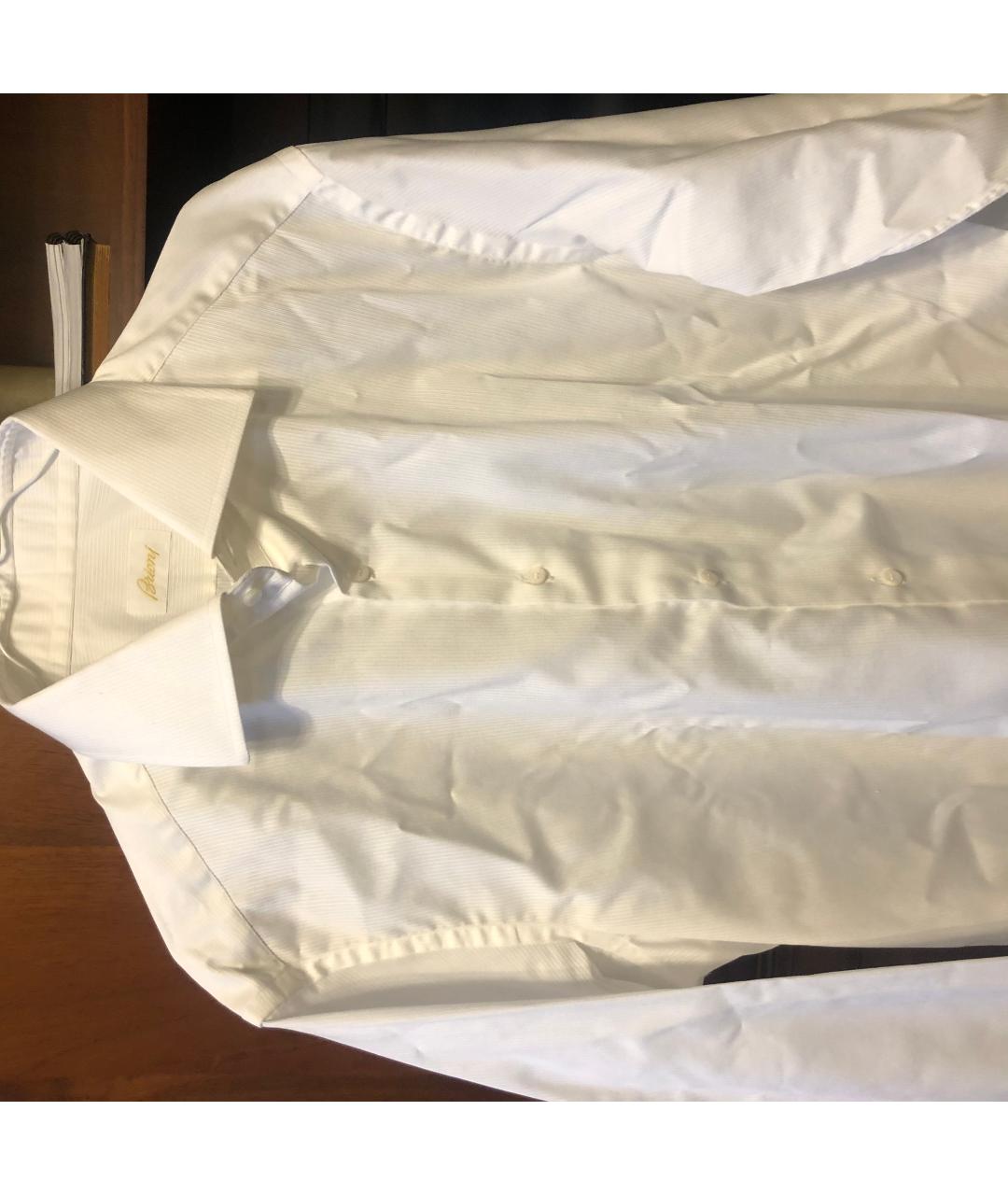 BRIONI Белая хлопко-шелковая классическая рубашка, фото 3