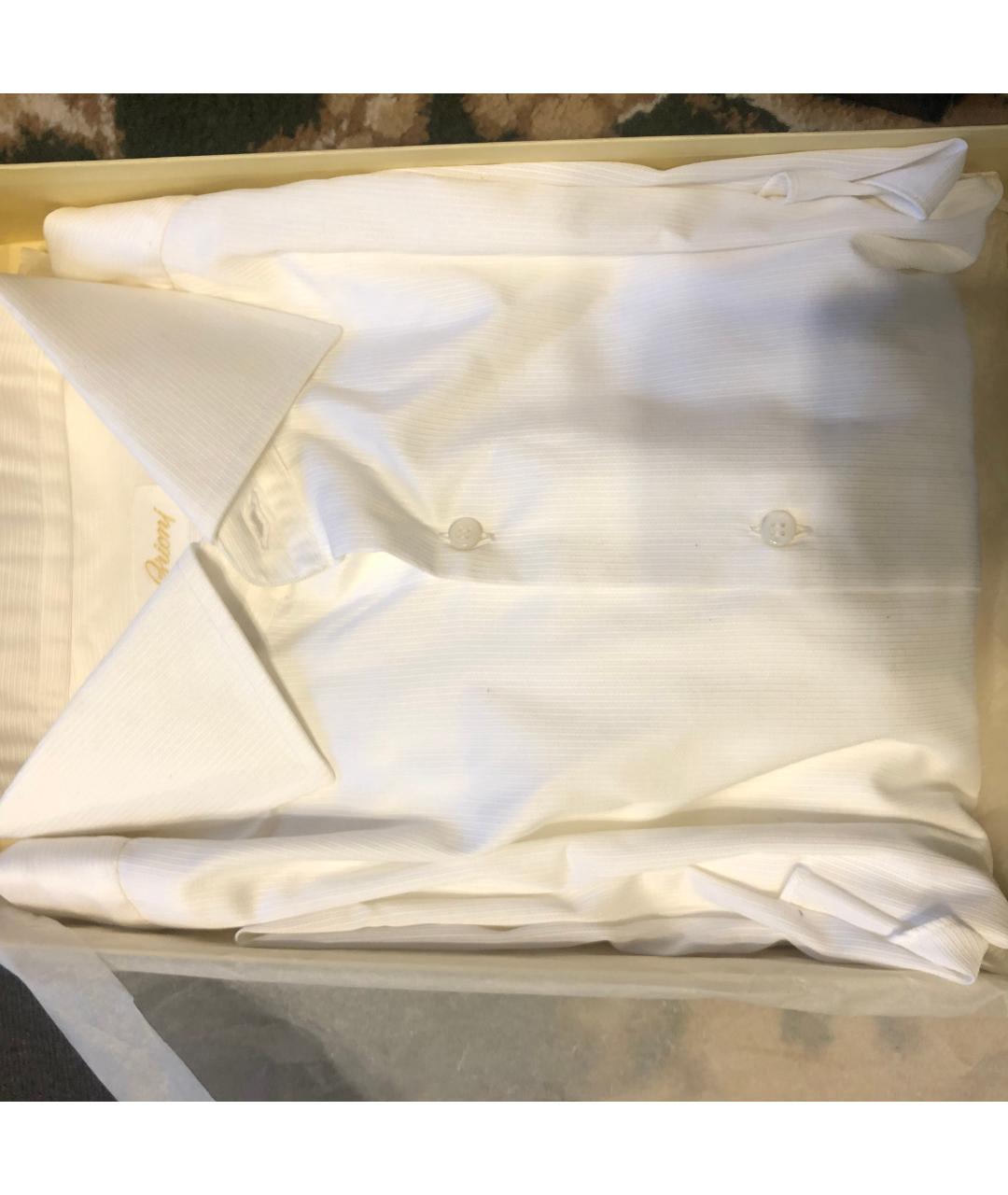BRIONI Белая хлопко-шелковая классическая рубашка, фото 4