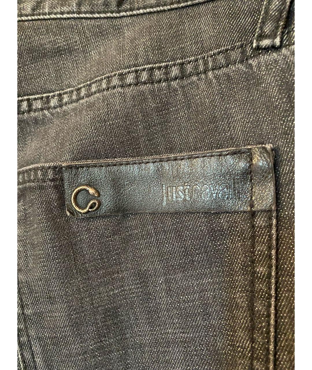 JUST CAVALLI Антрацитовые хлопко-полиэстеровые джинсы скинни, фото 4