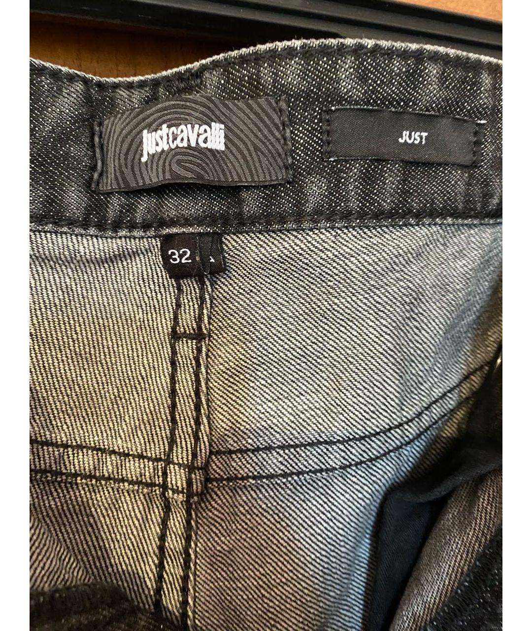JUST CAVALLI Антрацитовые хлопко-полиэстеровые джинсы скинни, фото 3