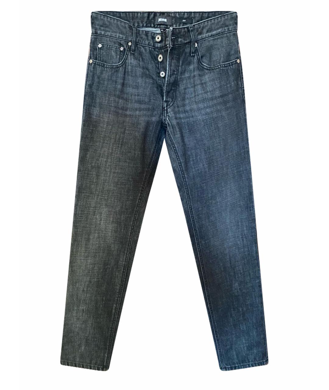 JUST CAVALLI Антрацитовые хлопко-полиэстеровые джинсы скинни, фото 1