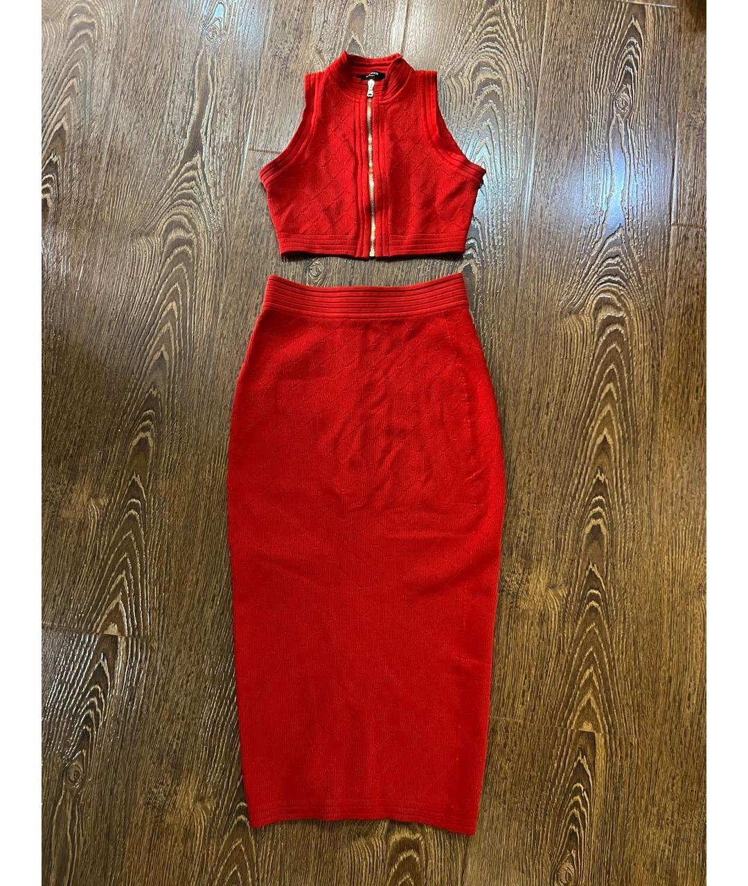 BALMAIN Красный синтетический костюм с юбками, фото 4