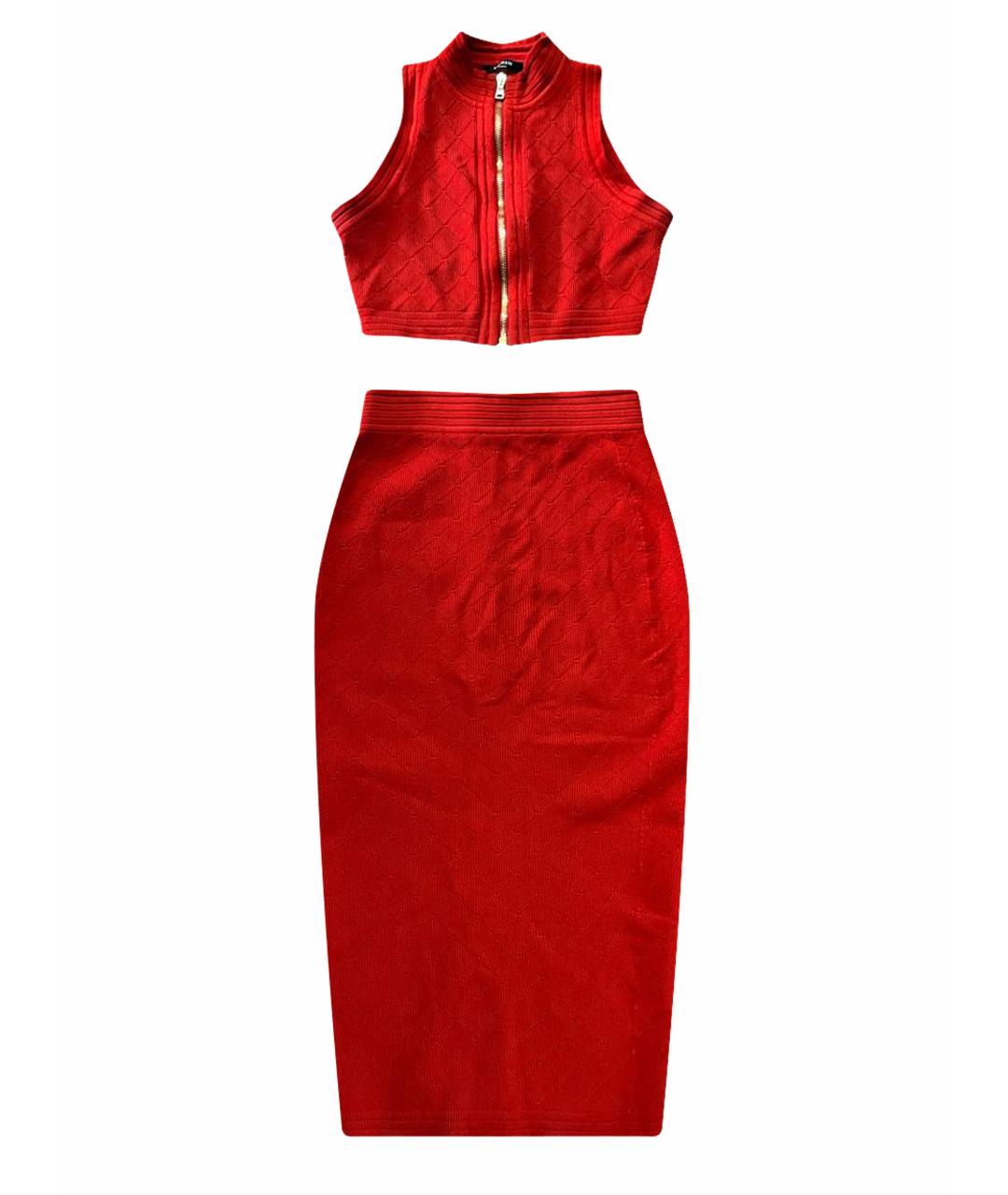 BALMAIN Красный синтетический костюм с юбками, фото 1
