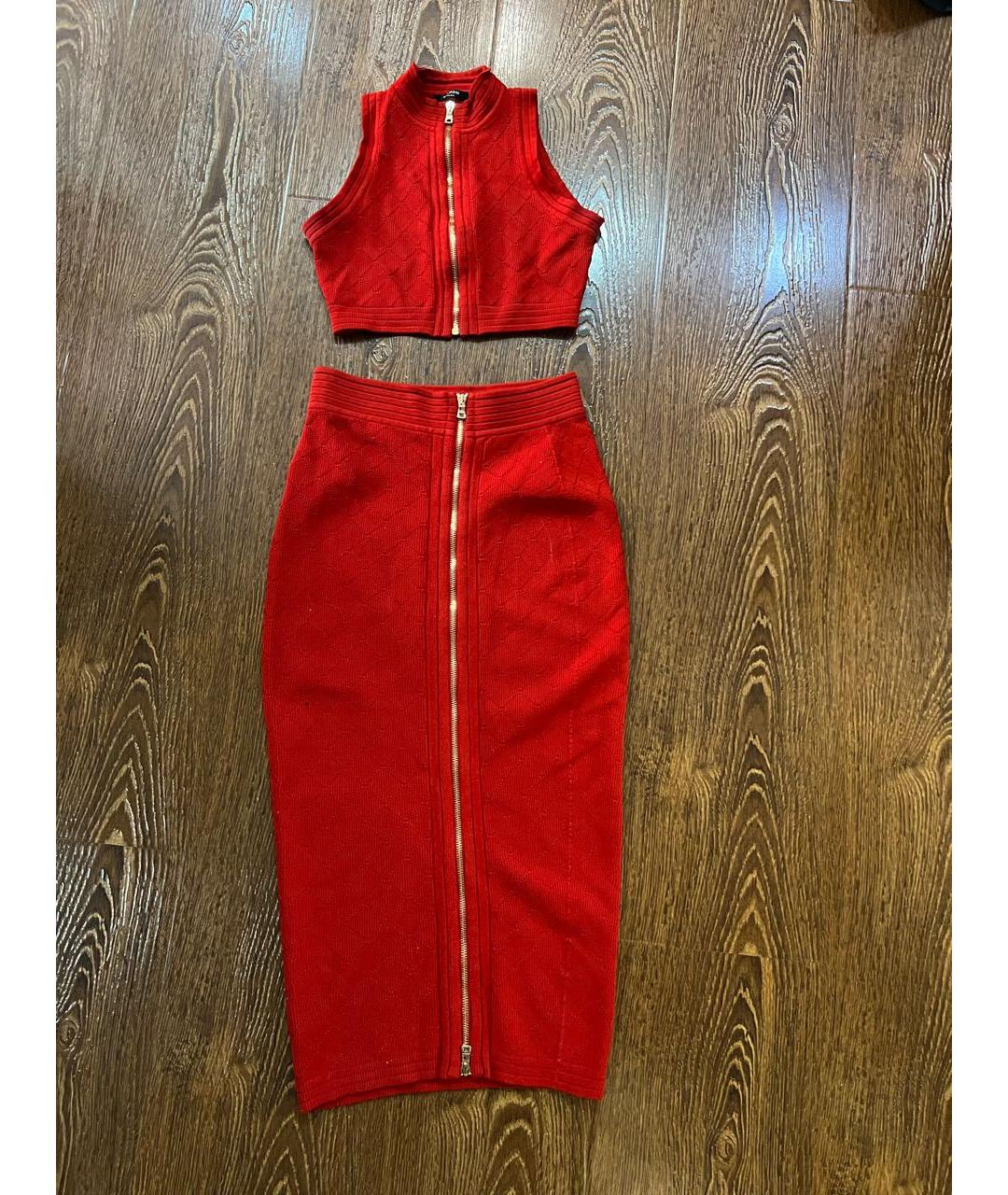 BALMAIN Красный синтетический костюм с юбками, фото 2